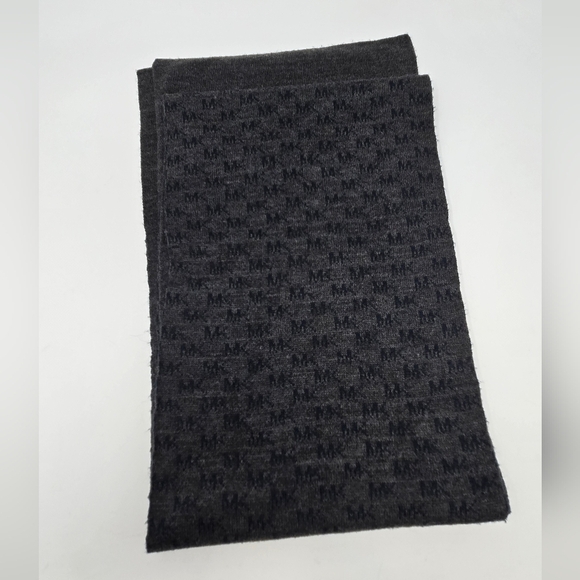 MICHAEL KORS LONG SCARF DARK GREY BLUE MK LOGO PRINT UNISEX MENSWEAR MENS OS - Picture 5 of 12